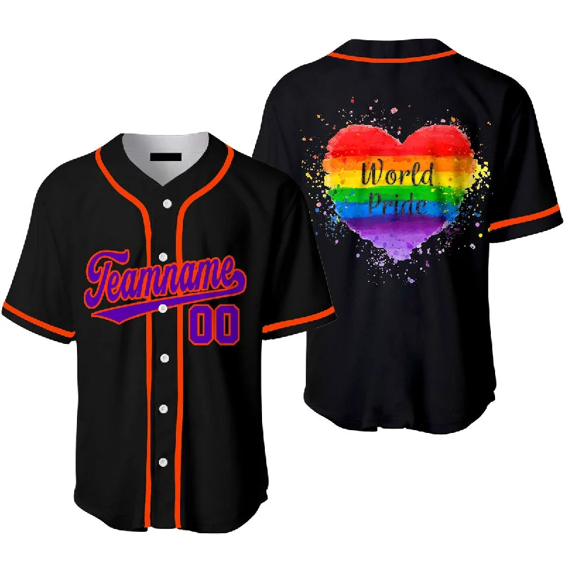 Alternate Football Jersey-Alternate Basketball Jersey-Team Baseball Jersey-Custom World Pride Rainbow Heart Red Gold Yellow Baseball Jerseys For Men & Women