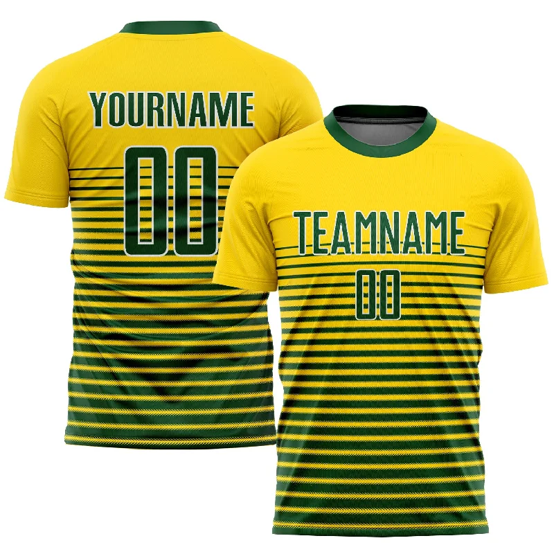 Custom Youth Football Jersey-Custom Gold Green-White Sublimation Soccer Uniform Jersey