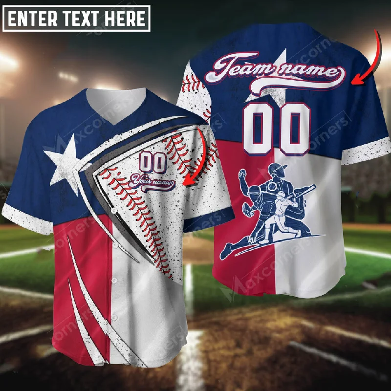 Team Football Jersey-Team Basketball Jersey-Limited Edition Baseball Jersey-Baseball Jersey Texas Flag Players Custom Name Team Number 3D Baseball Shirt