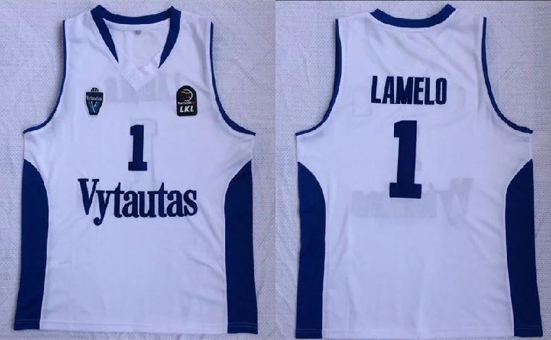 Basketball Jersey With Retro Style-BC Prienai 1 Lamelo Ball White Basketball Basketball Jersey