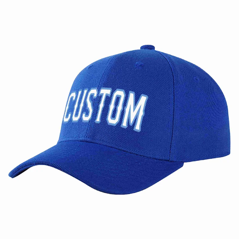 XXL Baseball Cap-Custom Royal White-Light Blue Curved Eaves Sport Baseball Cap Design for Men/Women/Youth