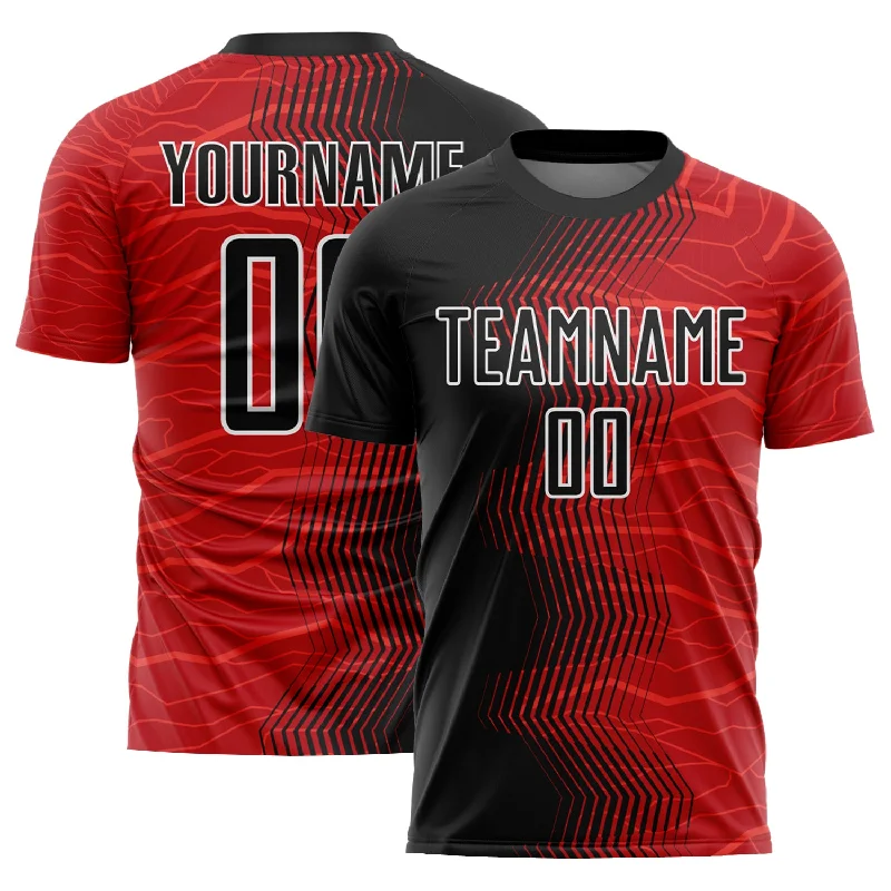 Football Jersey For Championship-Custom Red Black-White Gradient Arrow Sublimation Soccer Uniform Jersey