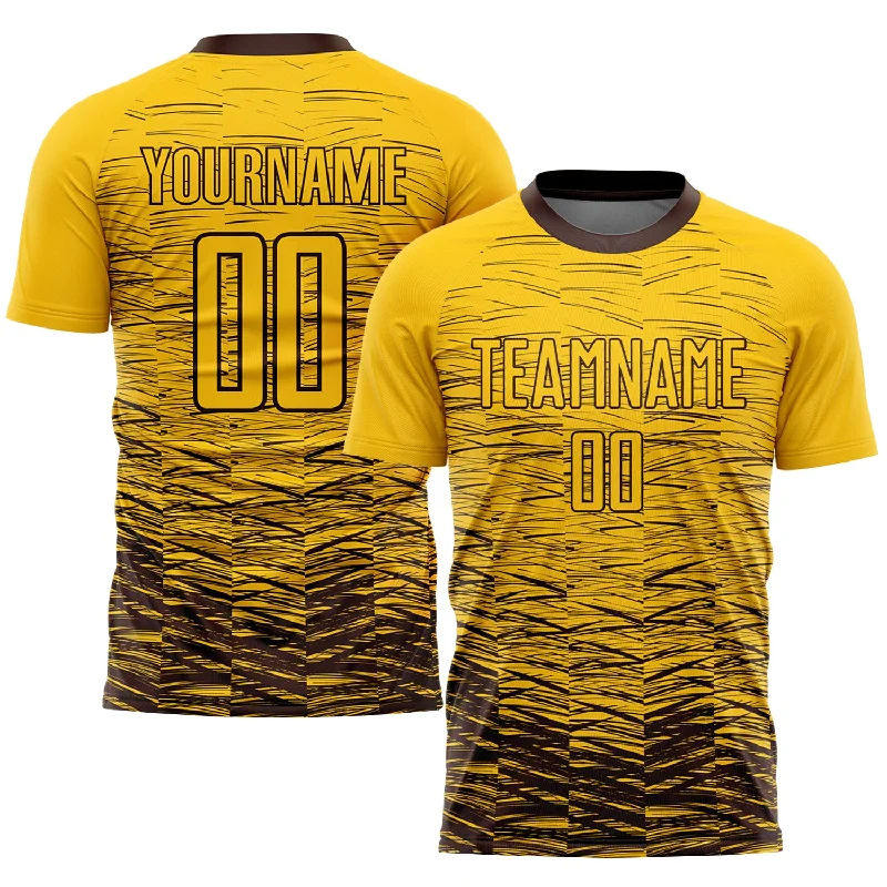 Football Jersey For Adult Leagues-Custom Yellow Brown Sublimation Soccer Uniform Jersey