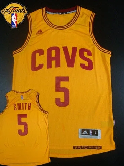 Basketball Jersey For The Whole Team-Cavaliers 5 J.R.Smith Yellow 2015 Finals New Rev 30 Basketball Jersey