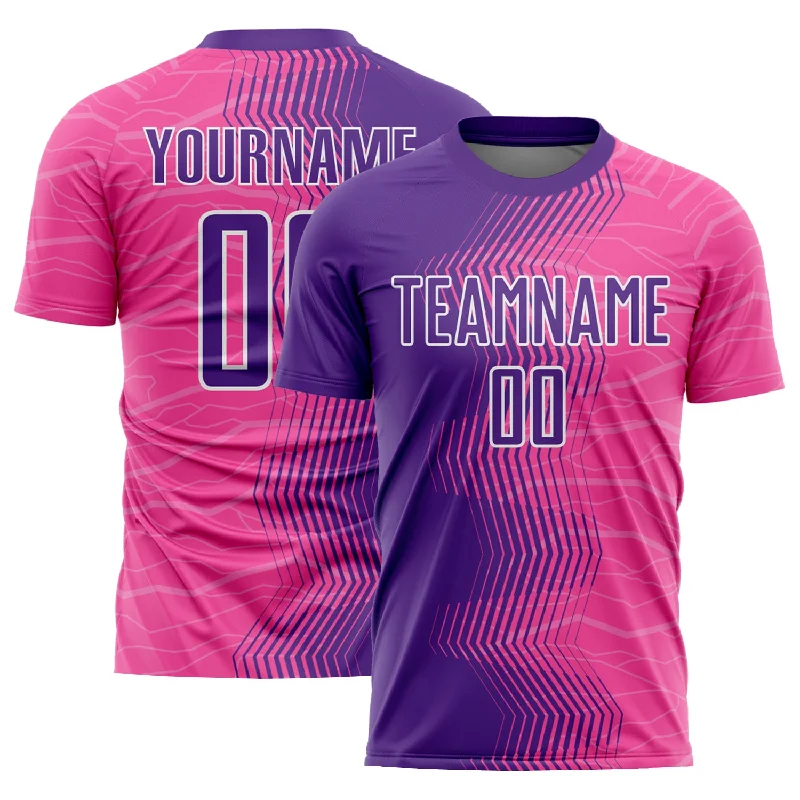 Football Jersey For Team Spirit-Custom Pink Purple-White Gradient Arrow Sublimation Soccer Uniform Jersey