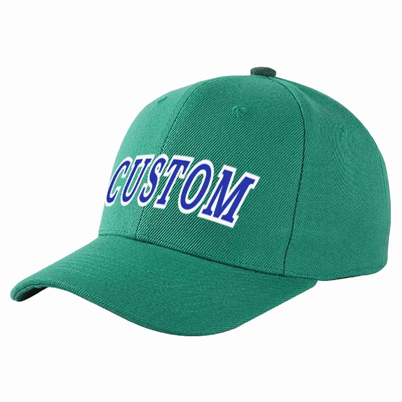 Baseball Cap For Athletes-Custom Light Green Royal-White Curved Eaves Sport Baseball Cap Design for Men/Women/Youth