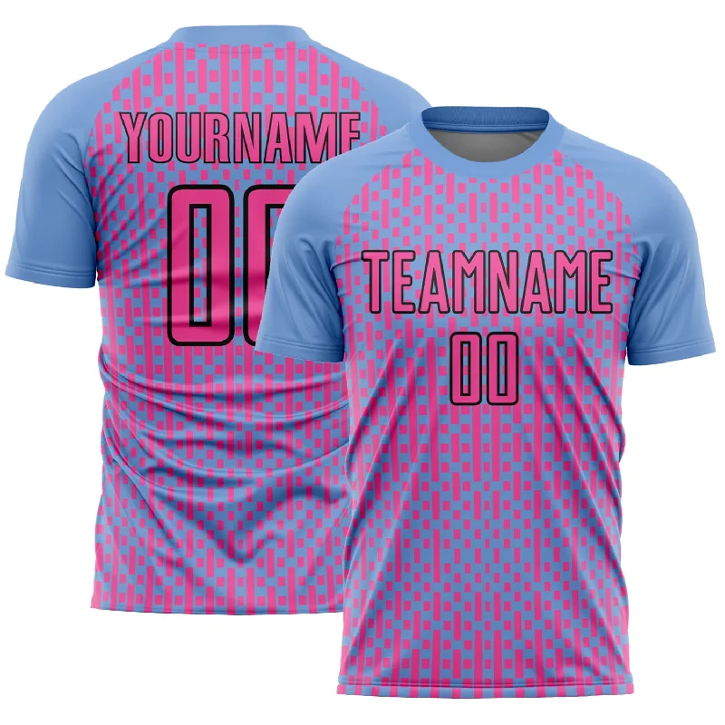 Football Jersey For VIP Supporters-Custom Light Blue Pink-Black Abstract Geometric Shapes Sublimation Soccer Uniform Jersey