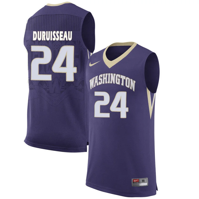 Basketball Jersey For Basketball Players-Washington Huskies 24 Devenir Duruisseau Purple College Basketball Basketball Jersey