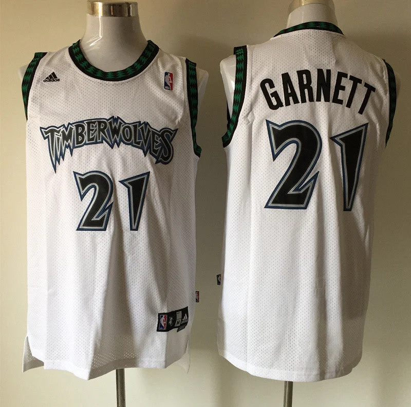 Custom NBA Basketball Jersey-Timberwolves 21 Garnett White New Revolution 30 Basketball Jerseys