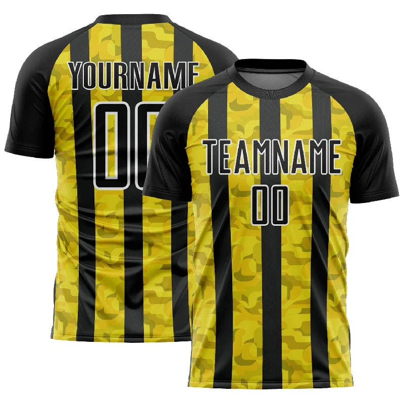 Football Jersey For Signature Teams-Custom Black Yellow-White Sublimation Soccer Uniform Jersey