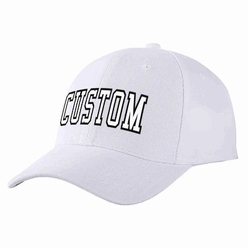 Office Baseball Cap-Custom White White-Black Curved Eaves Sport Baseball Cap Design for Men/Women/Youth