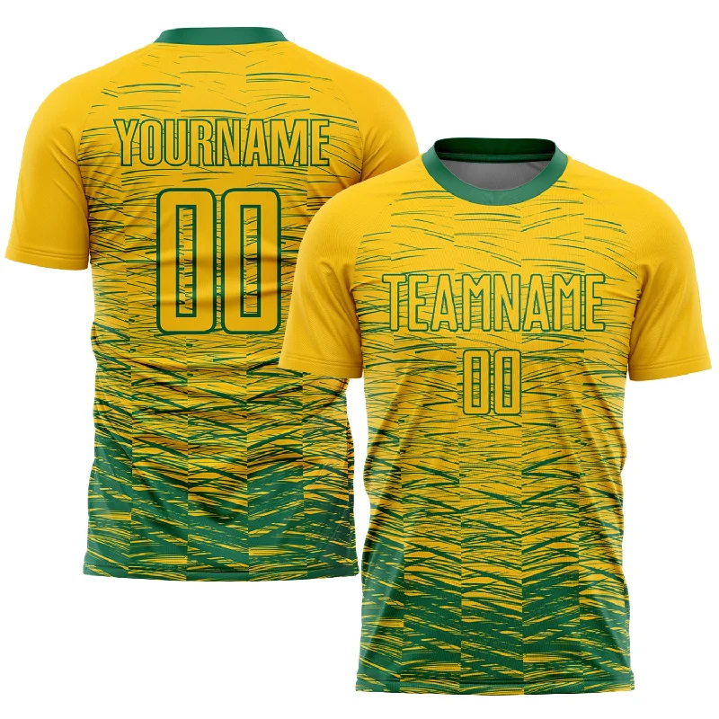 Football Jersey With Compression Fit-Custom Yellow Kelly Green Sublimation Soccer Uniform Jersey