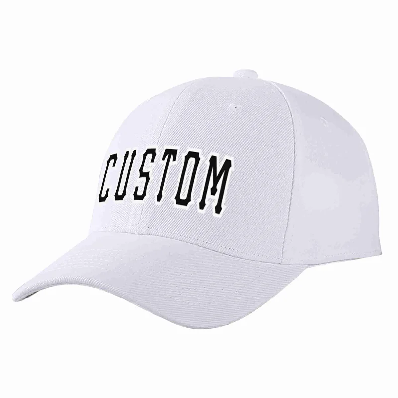 Stylish Baseball Cap-Custom White Black-White Curved Eaves Sport Baseball Cap Design for Men/Women/Youth