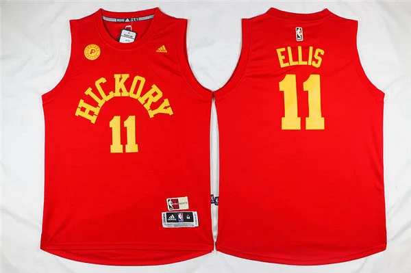 Basketball Jersey With Large Number Print-Pacers Hickory 11 Monta Ellis Red Swingman Basketball Jersey