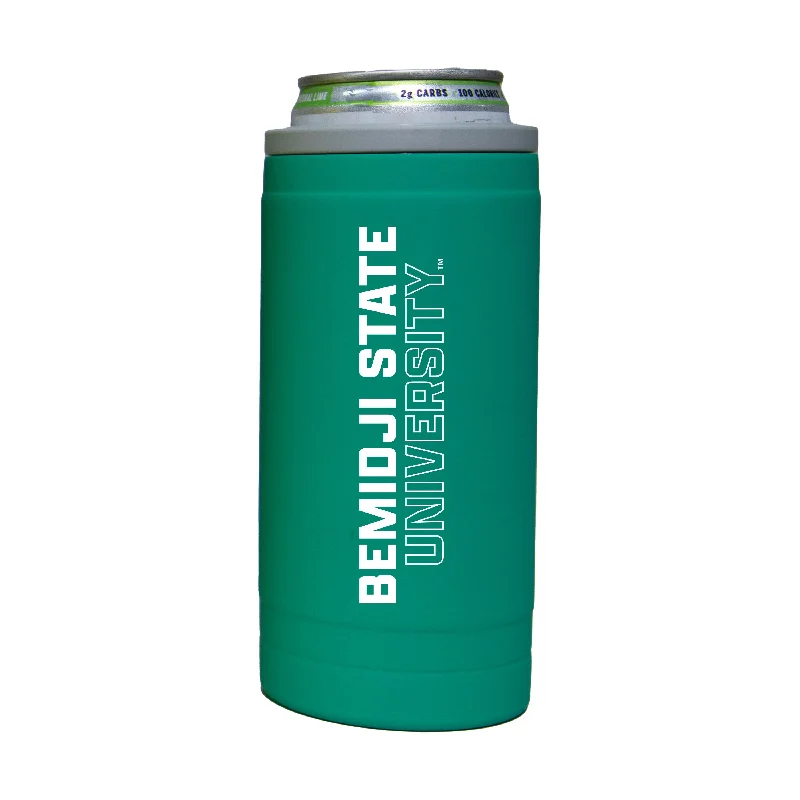 Team Mug With Gold Trim-Bemidji State 12oz Optic Stacked Soft Touch Slim Coolie