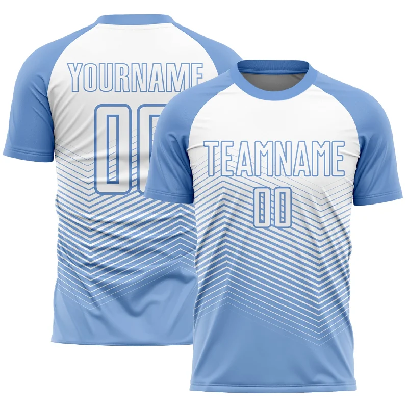 Football Jersey For Sports Fans-Custom Light Blue White Lines Sublimation Soccer Uniform Jersey