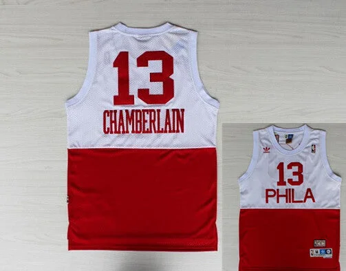 Authentic Basketball Jersey-76ers 13 Chamberlain White Hardwood Classics Basketball Jerseys