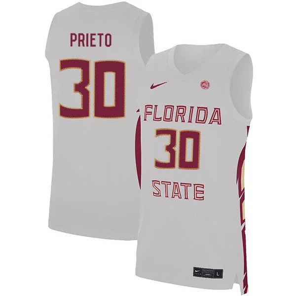 Basketball Jersey For Women-Florida State Seminoles 30 Harrison Prieto White Basketball College Basketball Jersey