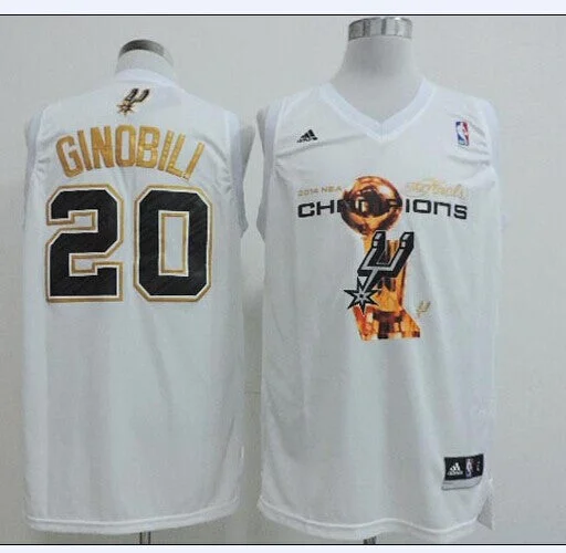 Basketball Jersey Online-Spurs 20 Ginobili White 2014 Champions Basketball Jerseys