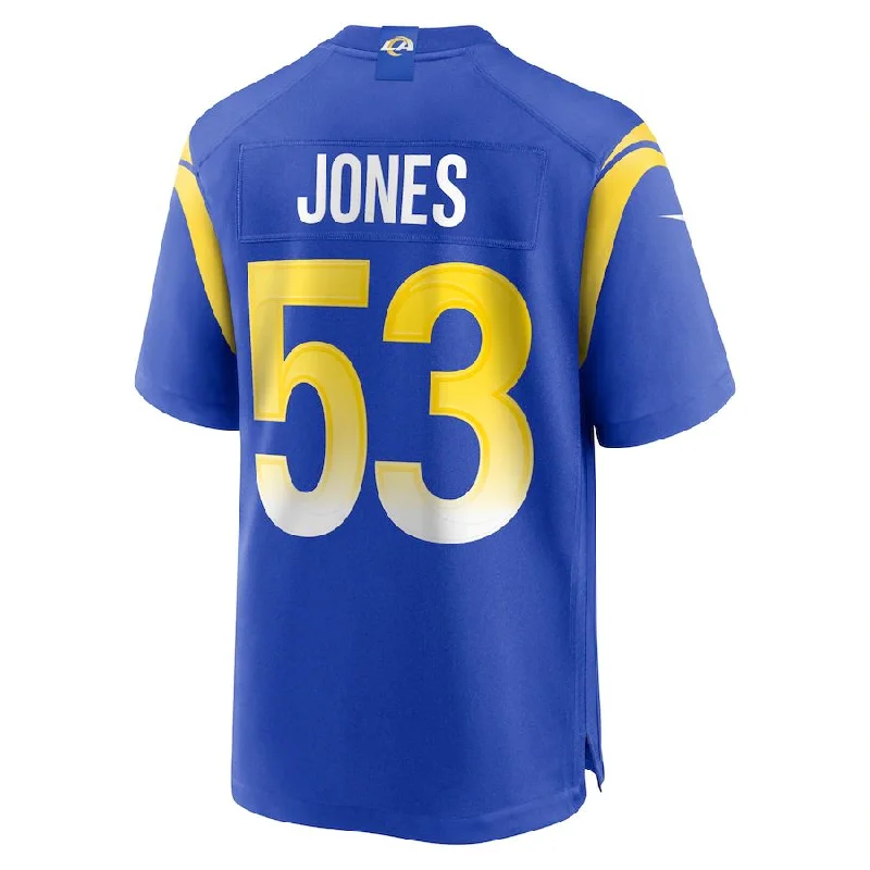 Rugby Jersey For Defensive Players-LA.Rams #53 Ernest Jones Royal Team Game Player Jersey Stitched American Football Jerseys