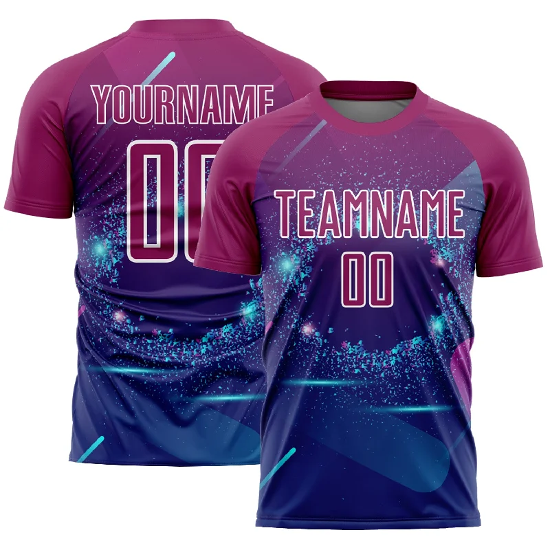 Custom Football Jersey-Custom Royal Purple-White Stars And Lines Sublimation Soccer Uniform Jersey