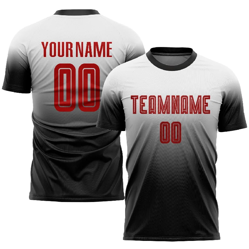 Football Jersey With Color Options-Custom White Red-Black Sublimation Fade Fashion Soccer Uniform Jersey