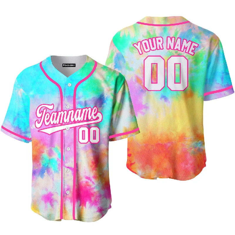 Men’s Football Jersey-Men’s Basketball Jersey-Throwback Baseball Jersey-Custom Colorful Tie Dye Background Custom Baseball Jerseys For Men & Women