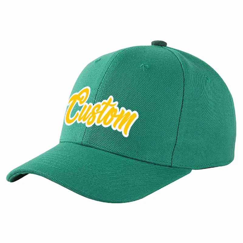 Blues Baseball Cap-Custom Light Green Gold-White Curved Eaves Sport Baseball Cap Design for Men/Women/Youth