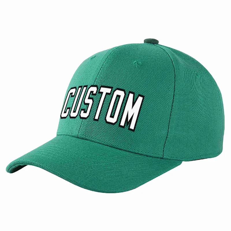 Statement Baseball Cap-Custom Light Green White-Black Curved Eaves Sport Baseball Cap Design for Men/Women/Youth