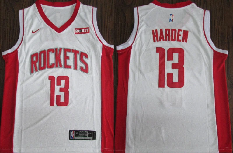 Basketball Jersey For Sports Enthusiasts-Rockets 13 James Harden White Retro Swingman Basketball Jersey