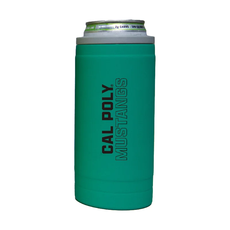 Team Mug With Rubber Grip-California Poly 12oz Optic Stacked Soft Touch Slim Coolie