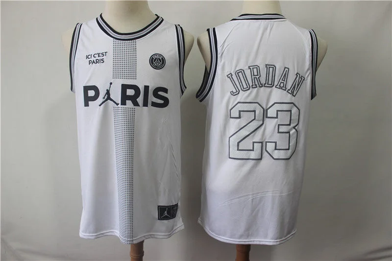 Basketball Jersey For Dynamic Play-Paris Saint-Germain 23 Michael Jordan White Fashion Basketball Jersey