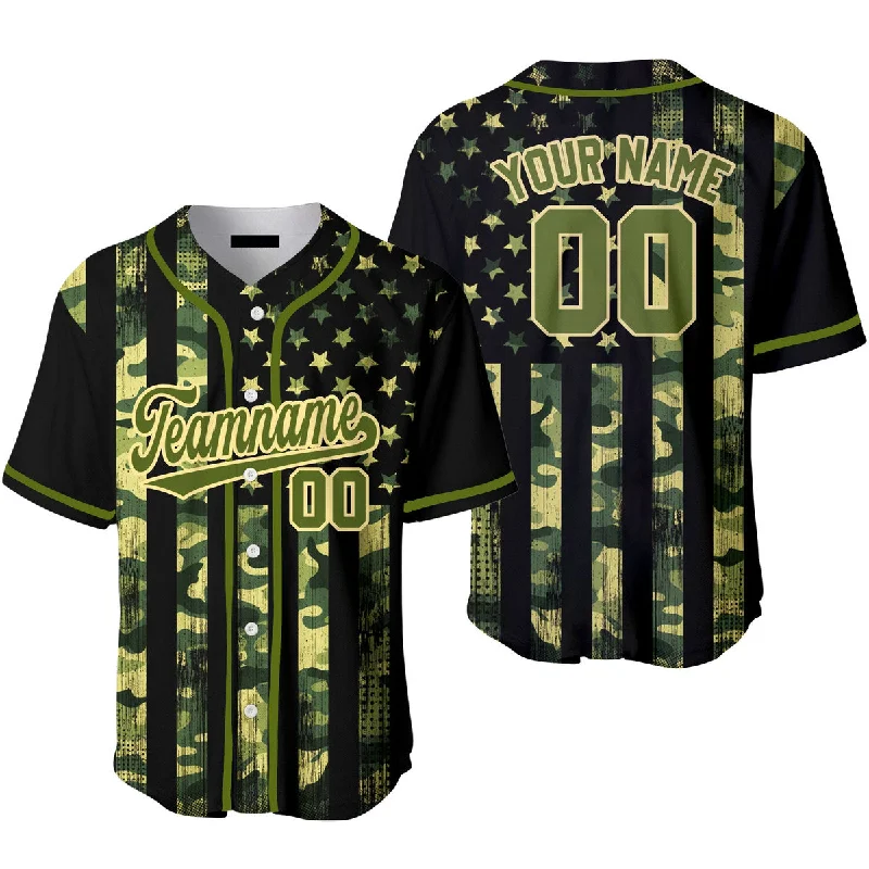 Collector’s Football Jersey-Collector’s Basketball Jersey-Game-Day Baseball Jersey-Custom American Flag Camo Style Black Yellow Baseball Jerseys For Men & Women