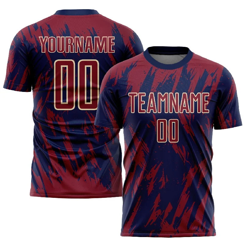 Football Jersey For Men-Custom Crimson Navy-City Cream Sublimation Soccer Uniform Jersey