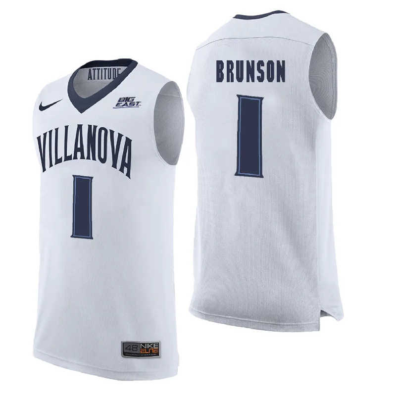 Basketball Jersey With Quality Stitching-Villanova Wildcats 1 Jalen Brunson White College Basketball Elite Basketball Jersey