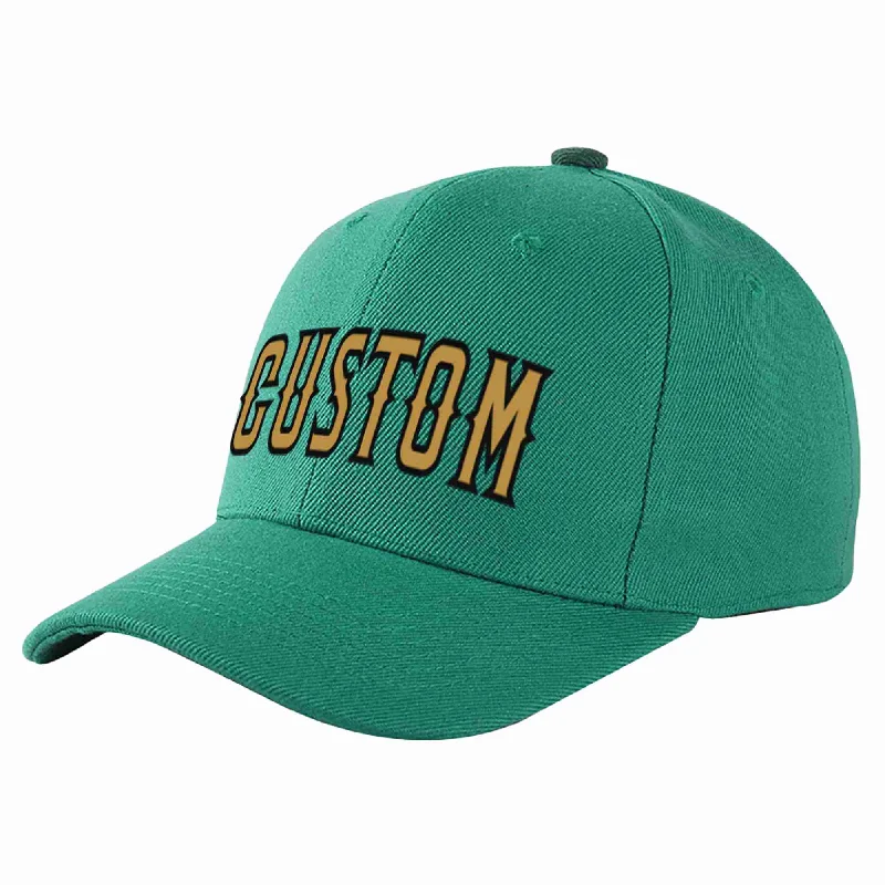 Workwear Baseball Cap-Custom Light Green Old Gold-Black Curved Eaves Sport Baseball Cap Design for Men/Women/Youth