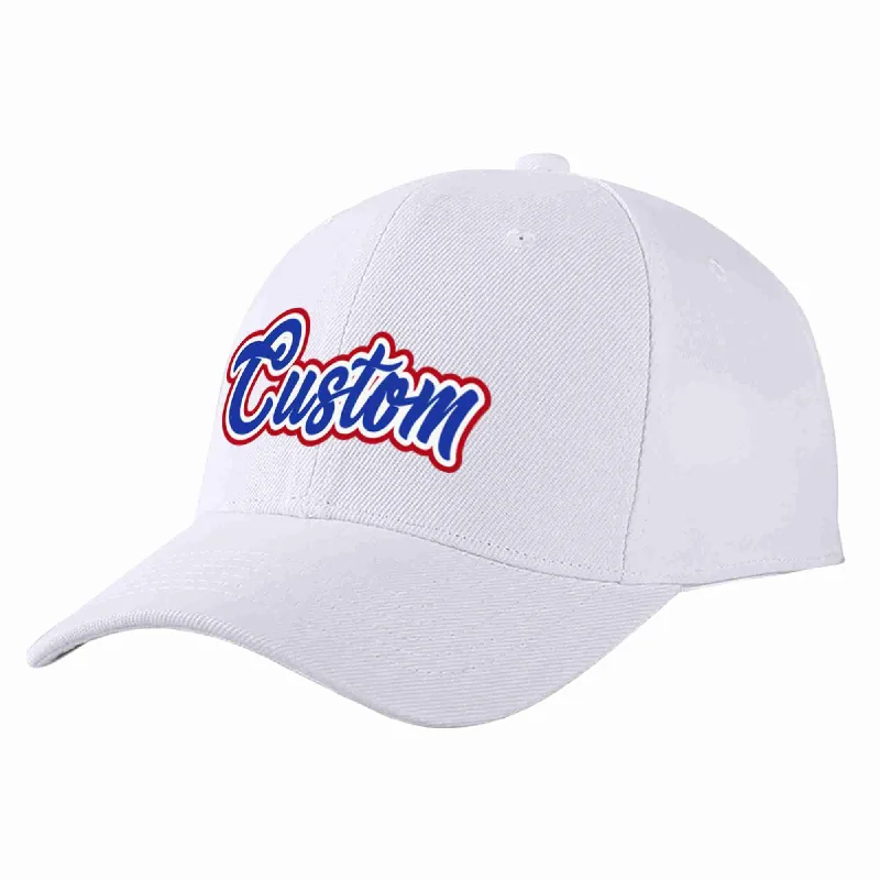 Vintage Baseball Cap-Custom White Royal-White Curved Eaves Sport Baseball Cap Design for Men/Women/Youth