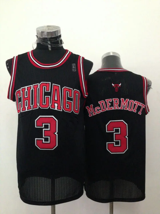 Lightweight Basketball Jersey-Bulls 3 McDermott Black Basketball Jerseys