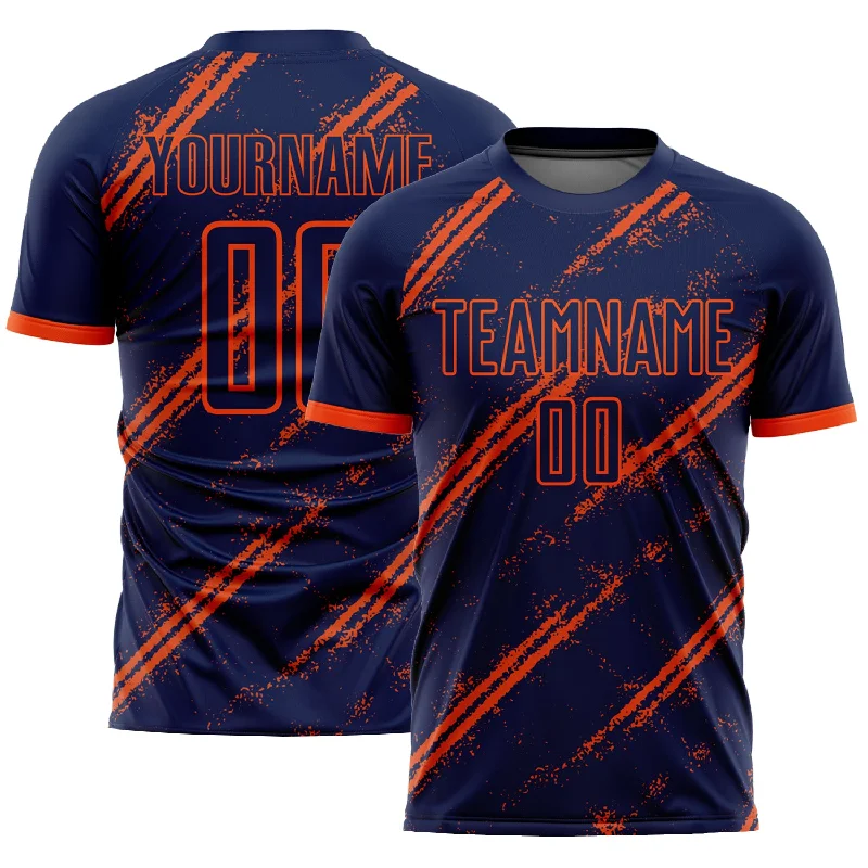 Youth Football Jersey-Custom Navy Orange Sublimation Soccer Uniform Jersey