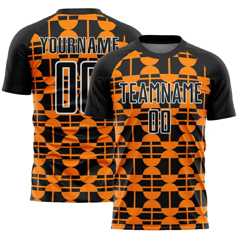 Football Jersey Sleeveless-Custom Black Bay Orange-White Geometric Shapes Sublimation Soccer Uniform Jersey