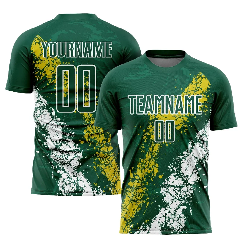 Football Jersey For Sale Near Me-Custom Green Yellow-White Sublimation Soccer Uniform Jersey