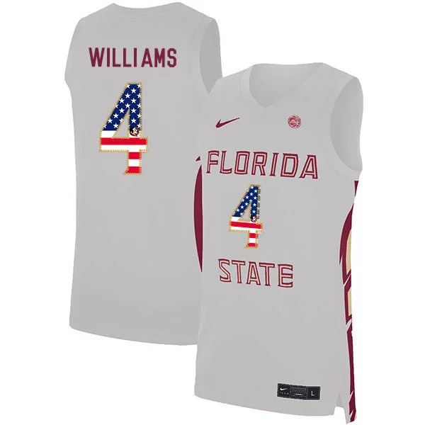 Basketball Jersey With Unique Patterns-Florida State Seminoles 4 Patrick Williams White USA Flag Basketball College Basketball Jersey