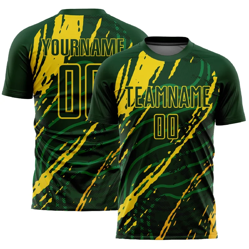 Kids Football Jersey-Custom Green Yellow Sublimation Soccer Uniform Jersey