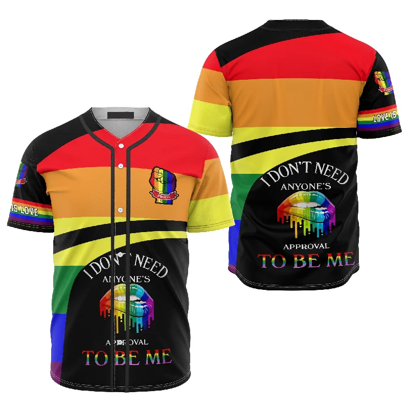 Football Jersey For Streetwear-Basketball Jersey For Streetwear-Baseball Jersey With Collar-Custom Name LGBT I Don't Need Anyone's, Personalized 3D LGBT Baseball Jersey