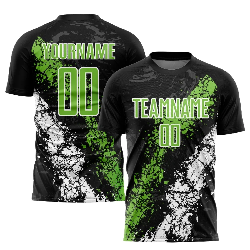 Football Jersey For College-Custom Black Neon Green-White Sublimation Soccer Uniform Jersey