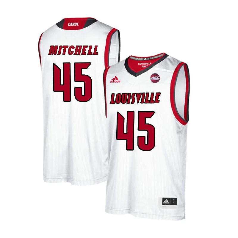 Basketball Jersey With A Classic Look-Louisville Cardinals 45 Donovan Mitchell White College Basketball Basketball Jersey