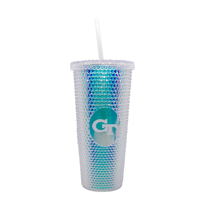 Team Mug For Anniversaries-Georgia Tech 24oz Iridescent Studded Tumbler