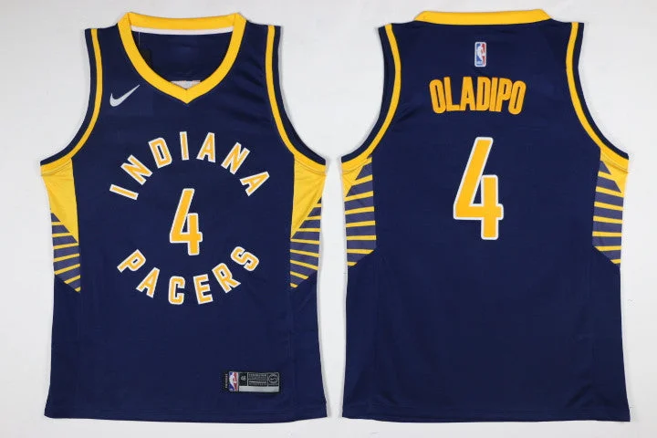 Basketball Jersey With Contrast Colors-Pacers 4 Victor Oladipo Navy Swingman Basketball Jersey