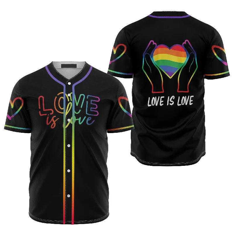 Football Jersey For Local Leagues-Basketball Jersey For Local Leagues-Baseball Jersey With Number-Lgbt Love Is Love Neon 3D Baseball Jersey, Idea Gift for LGBT Pride Month