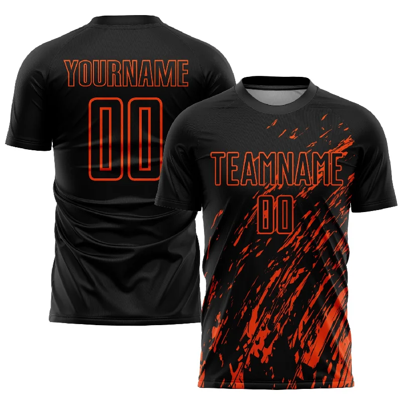 Football Jersey For Intense Action-Custom Black Orange Sublimation Soccer Uniform Jersey